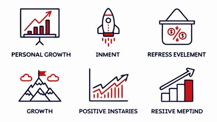 Growth - line vector icon set