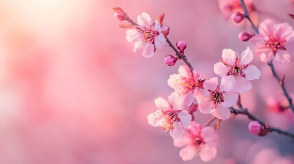 Fototapeta premium Serene Floral Vase Arrangement with Blossoming Branches