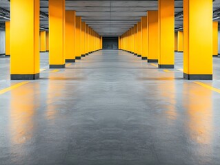 Dry Underground Parking Garage in Concrete with Selective Focus
