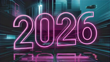 Year of 2026 in 3D number style.