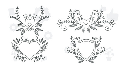 Botanic set of detailed various flowers and brunch. Luxury vintage floral collection for wedding invitation, wallpaper art or save the date card. Botanical vector illustration