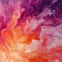 Fototapeta premium fluid art in shades of red, orange, and yellow swirling into dynamic shapes 