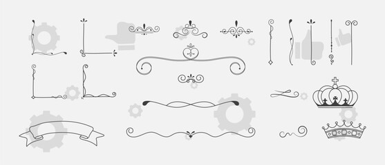 Set of hand drawn vector line border. Lines, borders, underline pencil strokes, drawing dividers. Doodle design. Geometric vintage fashion collection.