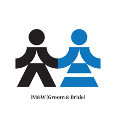 M and W Groom and Bride creative logo design icon