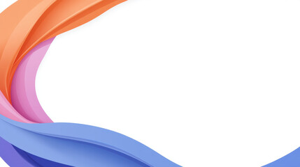 Obraz premium Vibrant blue, orange, and pink wave on a clean white background symbolizing abstract chaos theory