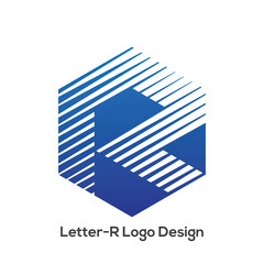 Letter R polygon shape creative logo design icon