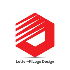 Letter R polygon shape creative logo design icon