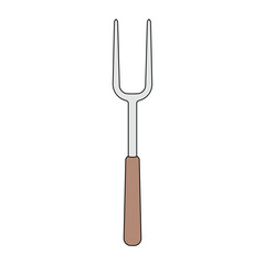 kids drawing vector illustration barbecue fork cartoon isolated