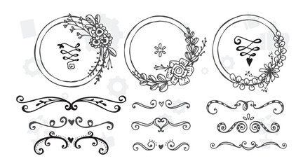 Frame border ornament. Decor line design pattern, flower luxury decoration. Book element, antique ornate classic floral. Elegant baroque label old filigree calligraphy shapes. Vector retro garish card