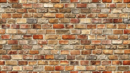 Obraz premium A close-up of a brick wall with a repeating pattern, showcasing a range of hues from deep reds to earthy browns, highlighting the natural imperfections and variations in the bricks.
