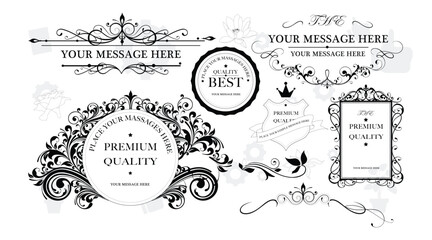 Hand drawn design elements collection. Floral frames, corners, dividers, calligraphic lines, borders, swirls. Illustration in vintage style