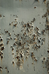 peeling paint and rust on iron wall close up