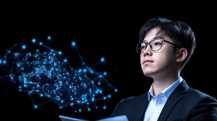 A young professional contemplating technology and innovation.