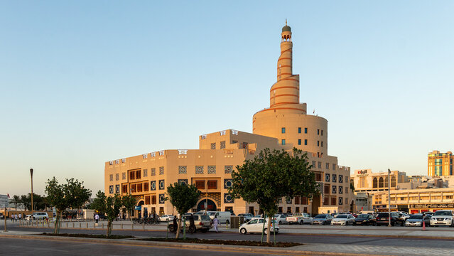 Doha, Qatar- 09.13.2024: Abdullah Bin Zaid Al Mahmoud Islamic Cultural Center. Fanar Culture Center is involved in several social, religious and educational activities.