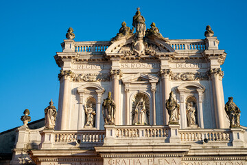 Church of the Blessed Virgin of the Holy Rosary in Fontanellato, Parma, Italy. Exterior facade of the church.