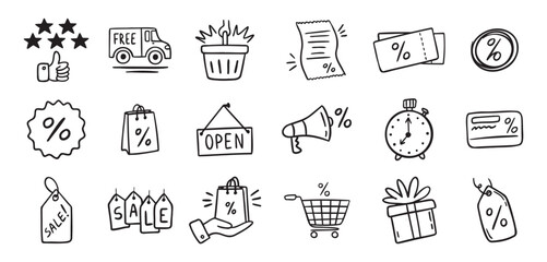 Loyalty card hand drawn doodle element icons. Symbol for Loyalty card, incentive program outline illustration icon