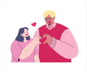 A Couple doing a Heart Sign Together. Valentine Concept Illustrations