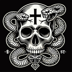 skull with snake