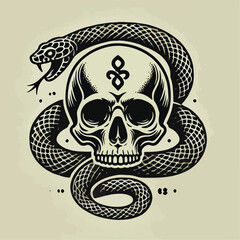 skull with snake