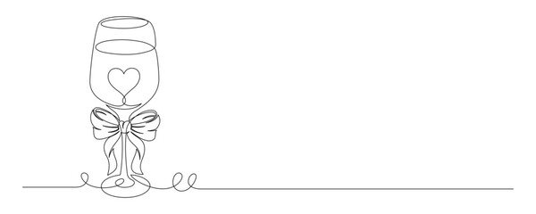 wine glass continuous line art style.birthday party vector 1