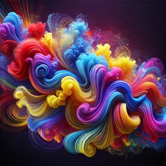 A stunning, vibrant image of colorful smoke swirls in mid-air, featuring a spectrum of colors like red, blue, yellow, green, and purple