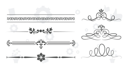 Hand drawn Eastern Islamic flower ornament text dividers, flourishes and laurel vector design elements set for decoration