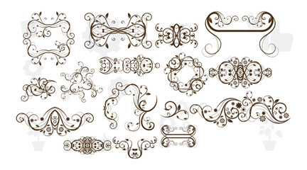 Set of doodle design elements. Arrows, wreath, floral elements vector design