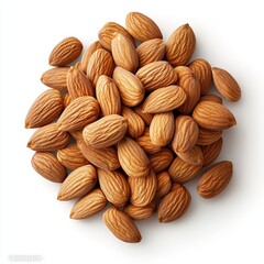 Fototapeta premium Raw Almonds, Isolated on a White Background, Cut Out, Healthy Snack, Nutritional Food, Natural Ingredients, Organic Eating