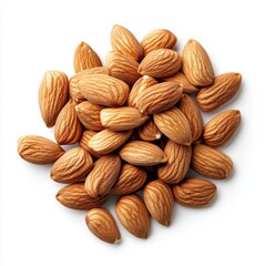 Fototapeta premium Raw Almonds, Isolated on a White Background, Cut Out, Healthy Snack, Nutritional Food, Natural Ingredients, Organic Eating
