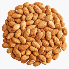 Fototapeta premium Raw Almonds, Isolated on a White Background, Cut Out, Healthy Snack, Nutritional Food, Natural Ingredients, Organic Eating