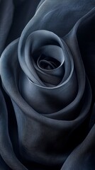Obraz premium A close-up view of an elegant black rose made out of silk fabric, intricately curled