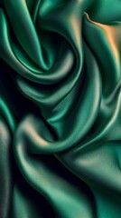 Obraz premium Elegant green silk fabric with a silky smooth texture, offering a timeless and luxurious feel