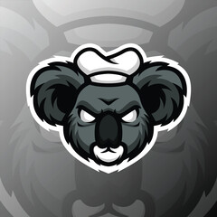 A koala head wearing a chef's hat