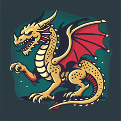 Naklejka premium chinese dragon on a red background