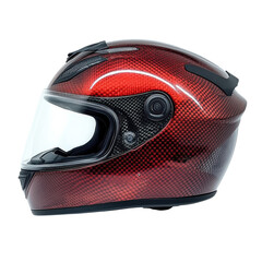 Fototapeta premium Red Motorcycle Carbon Integral Crash Helmet for Safety and Style on transparent background