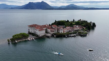Drone footage of Isola Bella (Beautiful Island) on Lake Maggiore, Italy