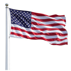 Obraz premium American Flag Waving in the Breeze for Patriotic Themes on transparent background