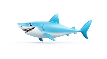 Fototapeta premium Cartoon shark illustration with a playful design and sharp teeth.