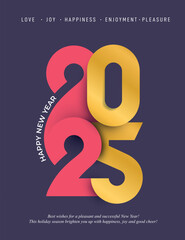 Christmas elegant card 2025 New Year eve holiday background design. 2025 numbers gold Happy New Year Background Design. Golden New Year 2025 Design Template.