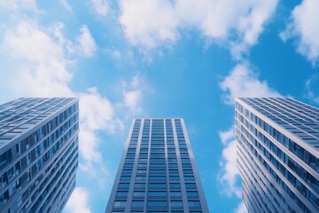 Fototapeta premium Captivating Skyscrapers in the Urban Landscape Architectural Masterpieces Reflecting the Vibrant Cityscape