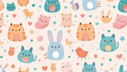 Fototapeta premium Cute and playful animal patterns create a cheerful desktop background perfect for brightening up any workspace