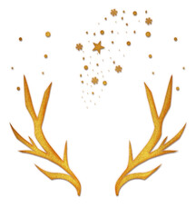 Golden Antlers and Festive Stars Ornament 