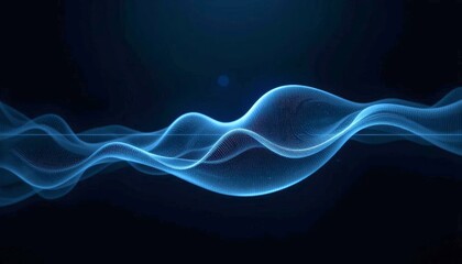A sleek and futuristic glowing blue soundwave on a dark background