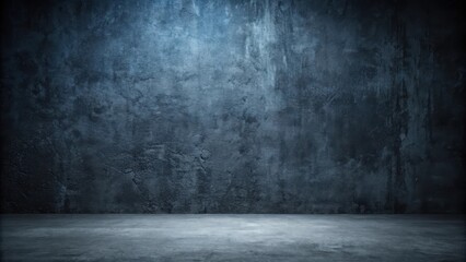 Moody Dark Blue Textured Wall and Floor Background