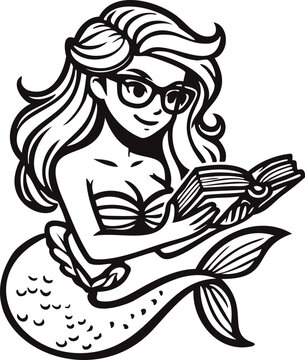 Reading Mermaid Illustration