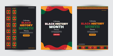 Collection of Black history month design for social media posts, greeting card, cover, sale promotion templates. Celebrating black history month
