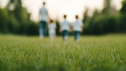 Fototapeta premium serene family scene with parents and children enjoying nature together