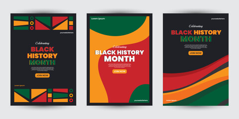 Collection of Black history month design for social media posts, greeting card, cover, sale promotion templates. Celebrating black history month