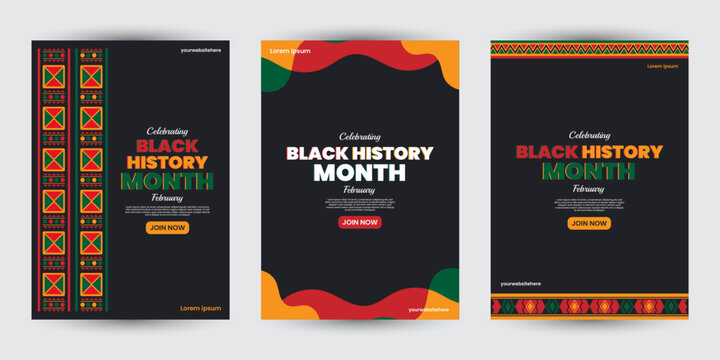 Collection of Black history month design for social media posts, greeting card, cover, sale promotion templates. Celebrating black history month
