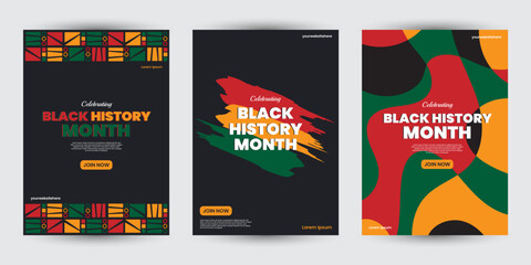 Collection of Black history month design for social media posts, greeting card, cover, sale promotion templates. Celebrating black history month